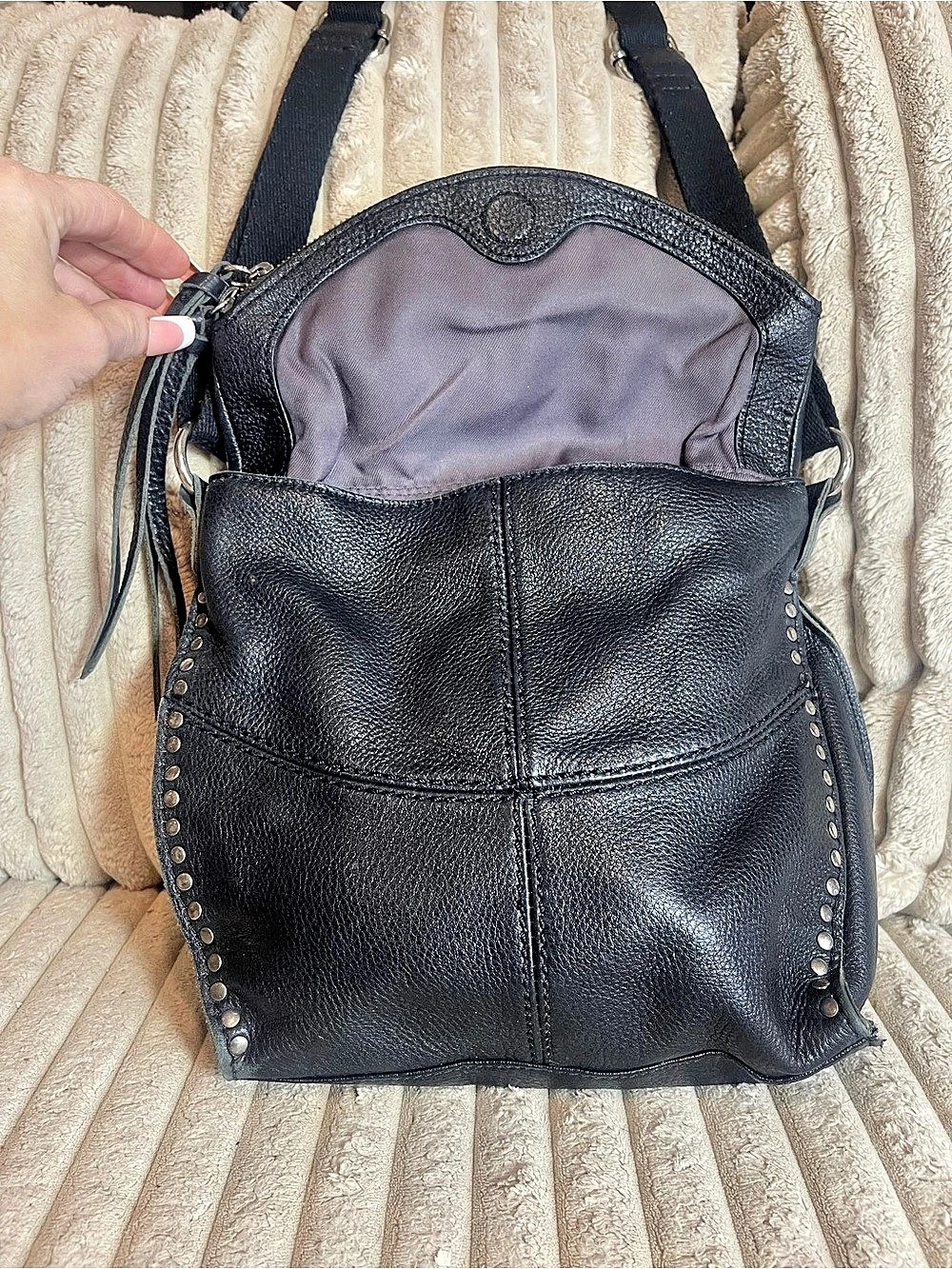 The Sak Black Leather Studded Crossbody Bag - Picture 3 of 8